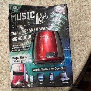 Music Bullet Red Portable Speaker works with any device